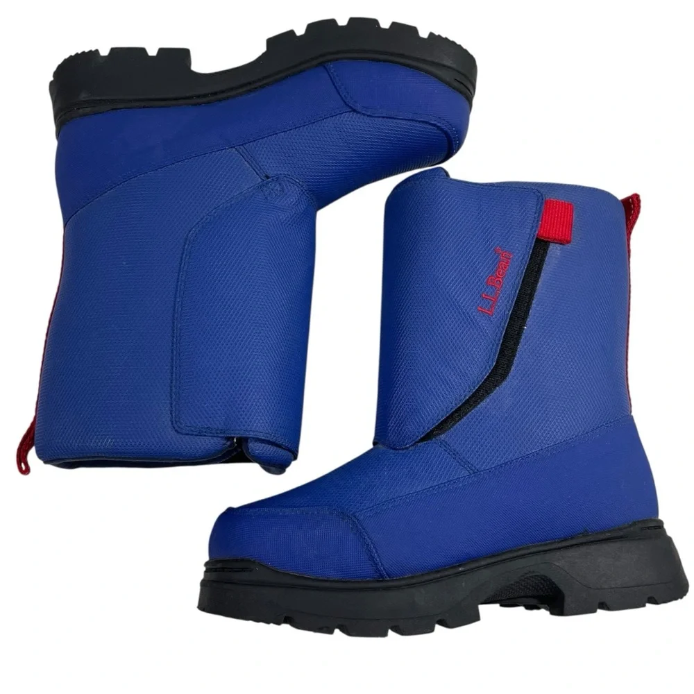 NEW L.L. Bean Winter Boots Big Kids Size 6 Blue Red Hook Loop Closure Waterproof